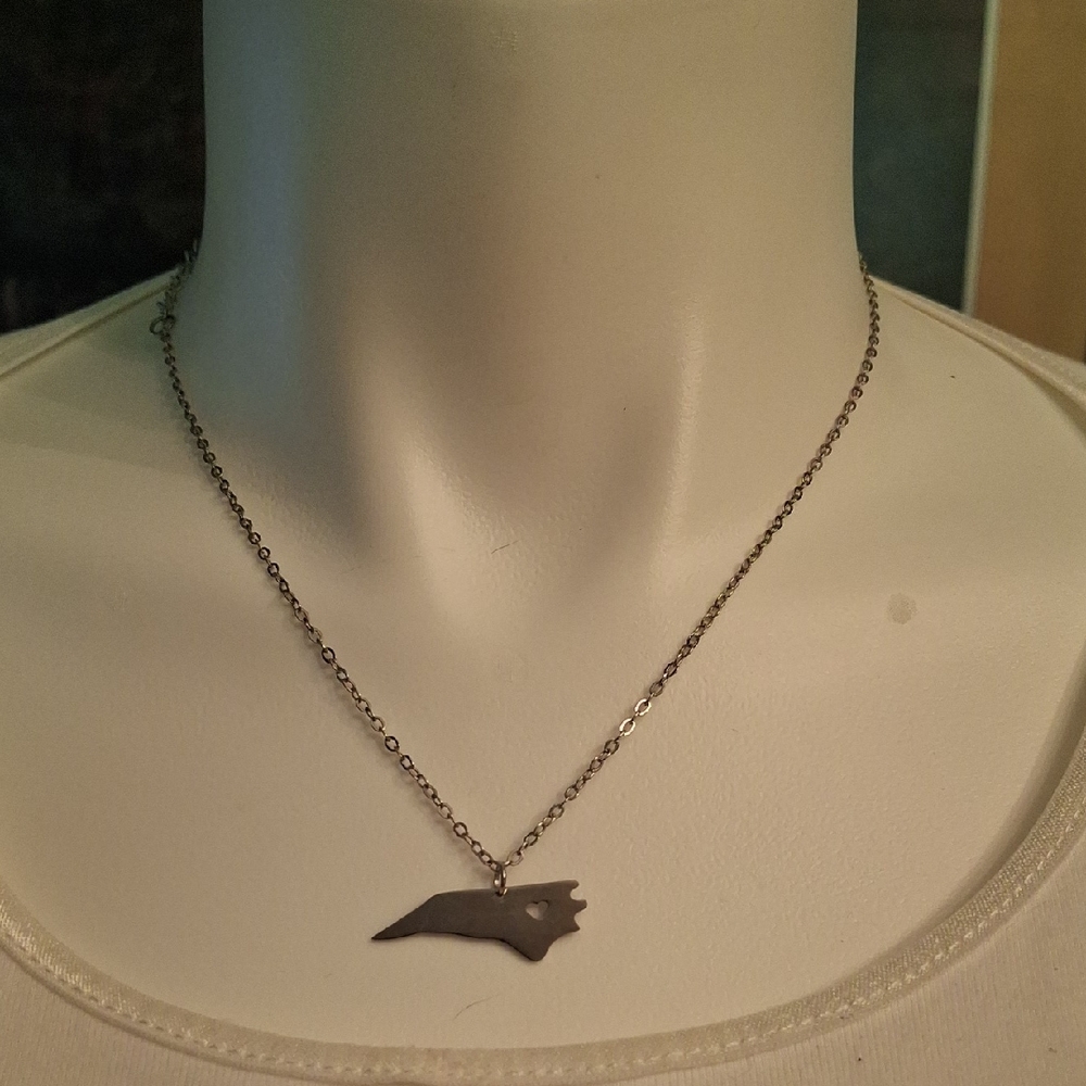 Faux Silver North Carolina Pendant Necklace